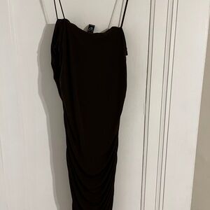 Windsor Brown Midi Dress with Spaghetti Straps